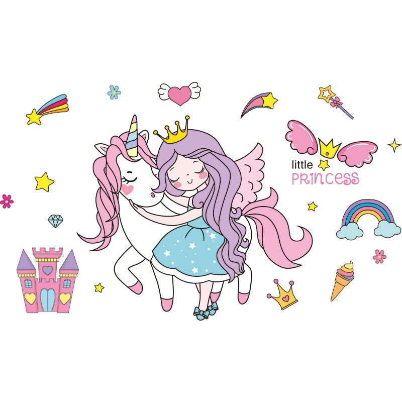 cartoon-wall-sticker-princess-unicorn